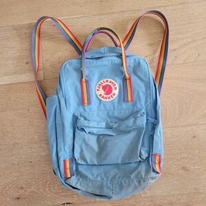 Fjallraven Kanken Rainbow Backpack Blue Travel Hiking